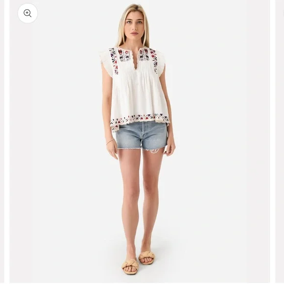 SEA Alicia White Blouse with Multicolor Embroidery - Picture 5 of 10